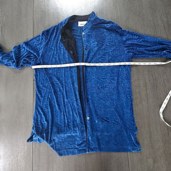 Vintage Chicos travelers Cardigan Women Size 1 Medium Blue Slinky Knit Made USA - Picture 3 of 7